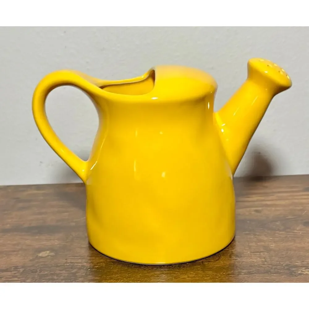 Rae Dunn Yellow 6” Ceramic “Shine” Water Pitcher Plant Watering Can Retired